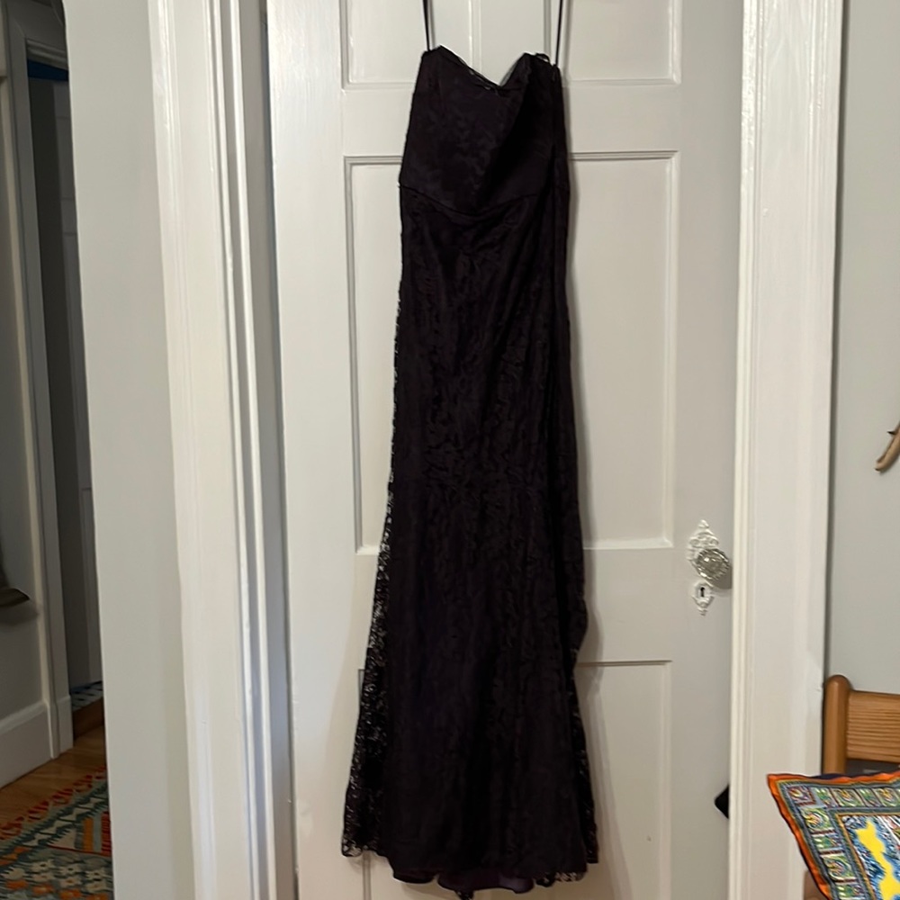 Stylish evening dress dark maroon sexy with lace and sheer back- elegant